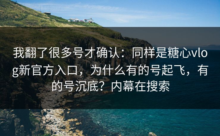 我翻了很多号才确认:同样是糖心vlog新官方入口,为什么有的号起飞,有的号沉底?内幕在搜索 我翻了很多号才确认:同样是糖心vlog新官方入口,为什么有的号起飞,有的号沉底?内幕在搜索