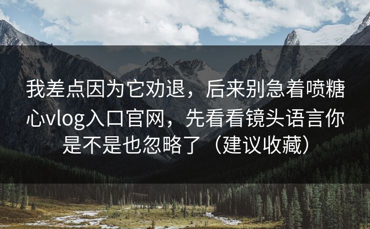 我差点因为它劝退，后来别急着喷糖心vlog入口官网，先看看镜头语言你是不是也忽略了（建议收藏）