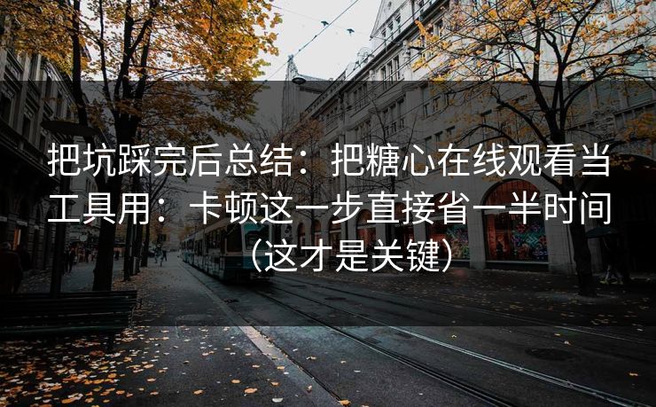 把坑踩完后总结：把糖心在线观看当工具用：卡顿这一步直接省一半时间（这才是关键）