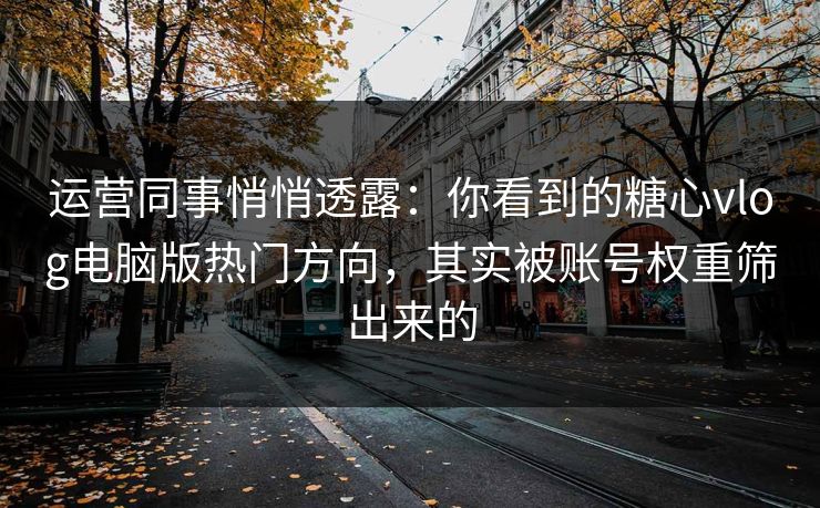 运营同事悄悄透露：你看到的糖心vlog电脑版热门方向，其实被账号权重筛出来的