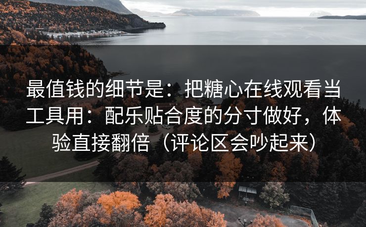 最值钱的细节是：把糖心在线观看当工具用：配乐贴合度的分寸做好，体验直接翻倍（评论区会吵起来）