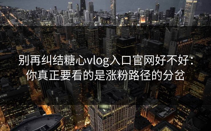 别再纠结糖心vlog入口官网好不好：你真正要看的是涨粉路径的分岔