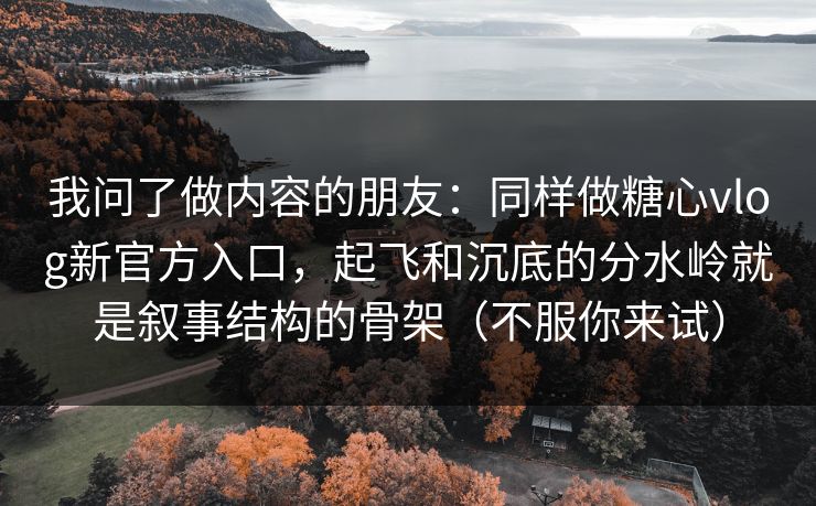 我问了做内容的朋友：同样做糖心vlog新官方入口，起飞和沉底的分水岭就是叙事结构的骨架（不服你来试）