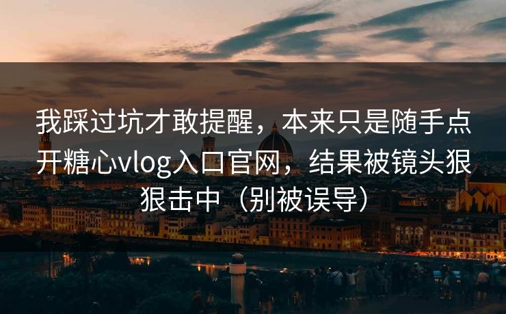 我踩过坑才敢提醒，本来只是随手点开糖心vlog入口官网，结果被镜头狠狠击中（别被误导）
