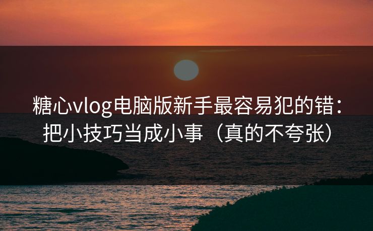 糖心vlog电脑版新手最容易犯的错：把小技巧当成小事（真的不夸张）
