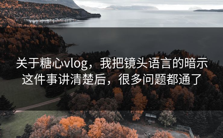 关于糖心vlog，我把镜头语言的暗示这件事讲清楚后，很多问题都通了