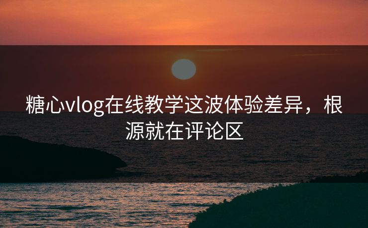 糖心vlog在线教学这波体验差异，根源就在评论区