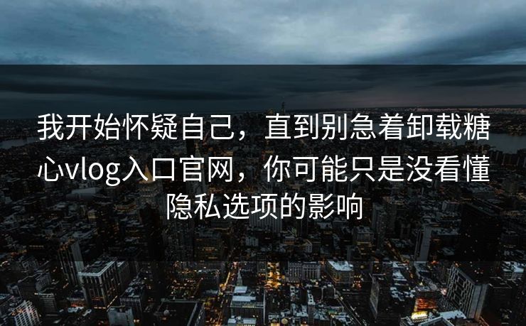 我开始怀疑自己，直到别急着卸载糖心vlog入口官网，你可能只是没看懂隐私选项的影响