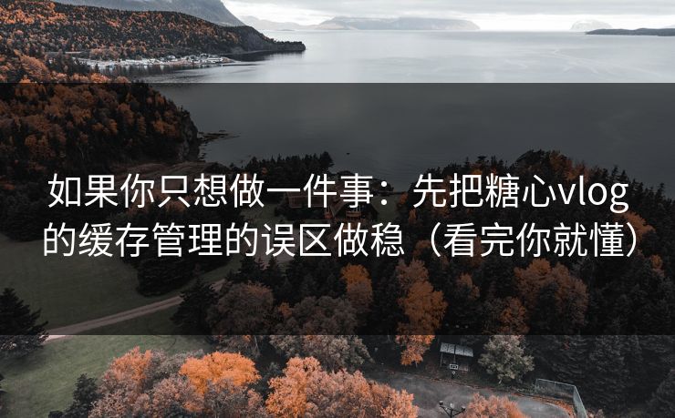 如果你只想做一件事：先把糖心vlog的缓存管理的误区做稳（看完你就懂）
