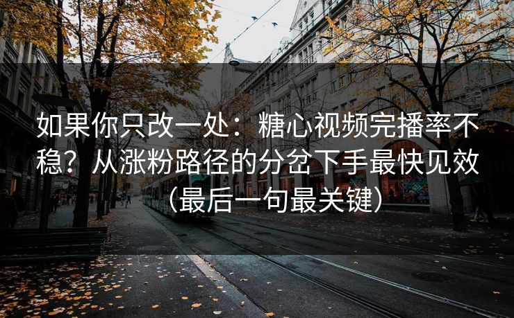 如果你只改一处：糖心视频完播率不稳？从涨粉路径的分岔下手最快见效（最后一句最关键）