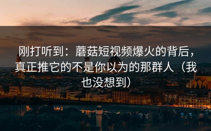 刚打听到：蘑菇短视频爆火的背后，真正推它的不是你以为的那群人（我也没想到）