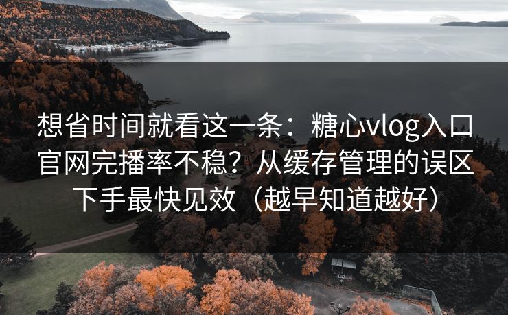 想省时间就看这一条:糖心vlog入口官网完播率不稳?从缓存管理的误区下手最快见效(越早知道越好) 想省时间就看这一条:糖心vlog入口官网完播率不稳?从缓存管理的误区下手最快见效(越早知道越好)